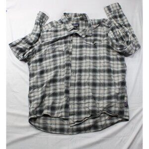 Patagonia Mens Organic Cotton Plaid Button-Up Shirt XXL Black & White